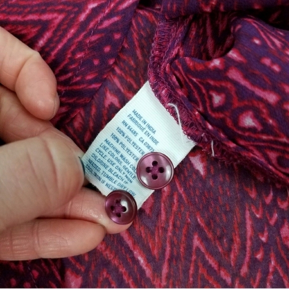 American Eagle Boho Geometric Pattern Sheer Blouse - Picture 4 of 4